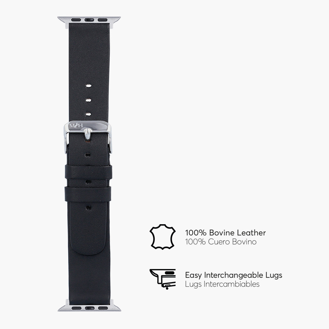 Correa de cuero negro Mario Hernández para Apple Watch