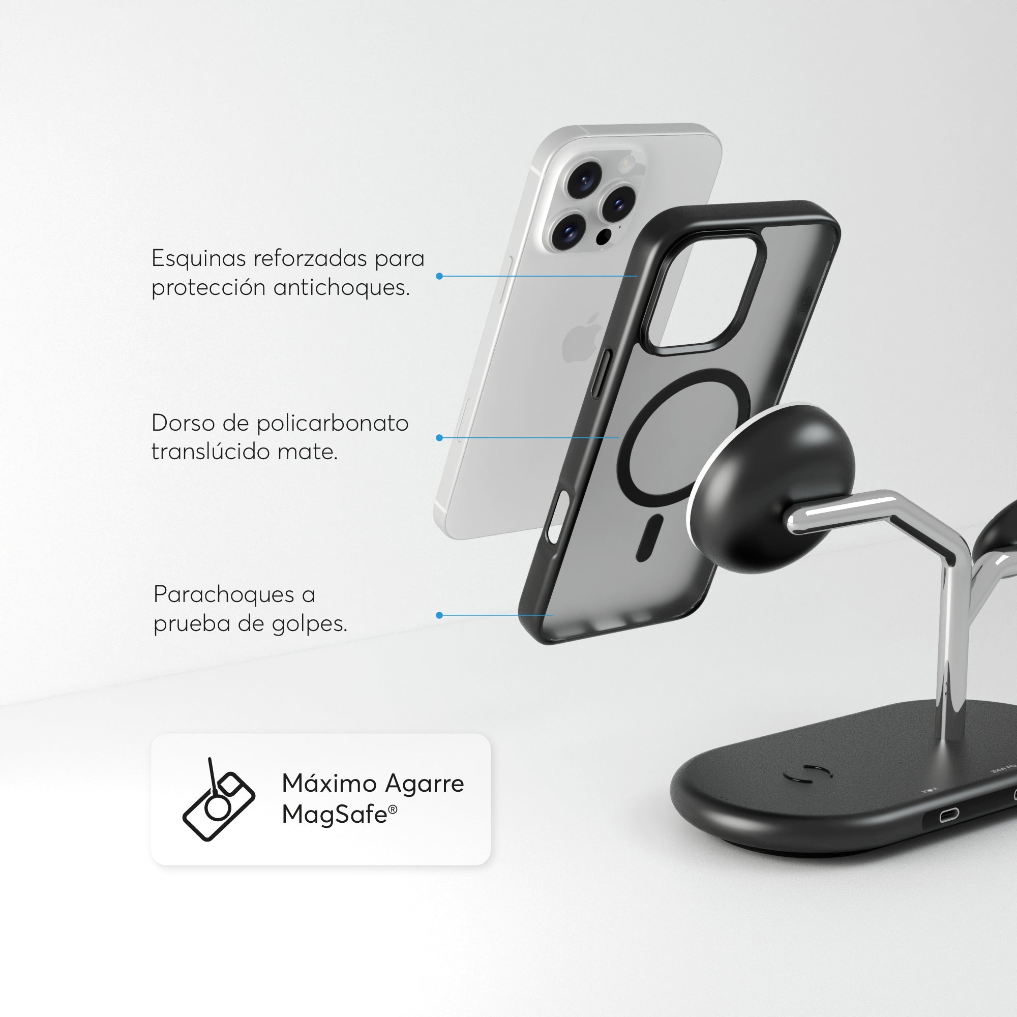 SafeCase Lite Negro Compatible con MagSafe para iPhone 16 Series