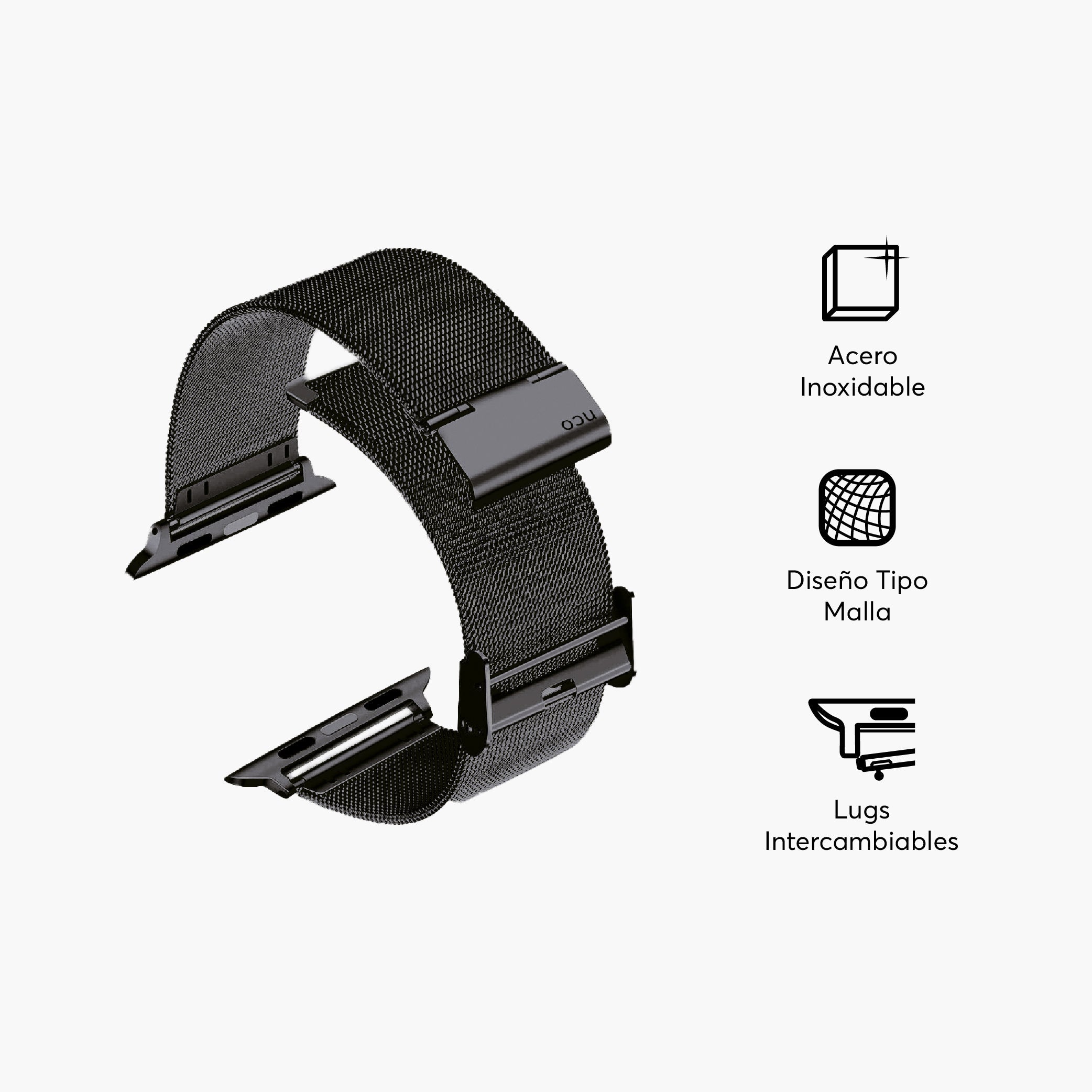 Correa de acero negra MeshLoop para Apple Watch