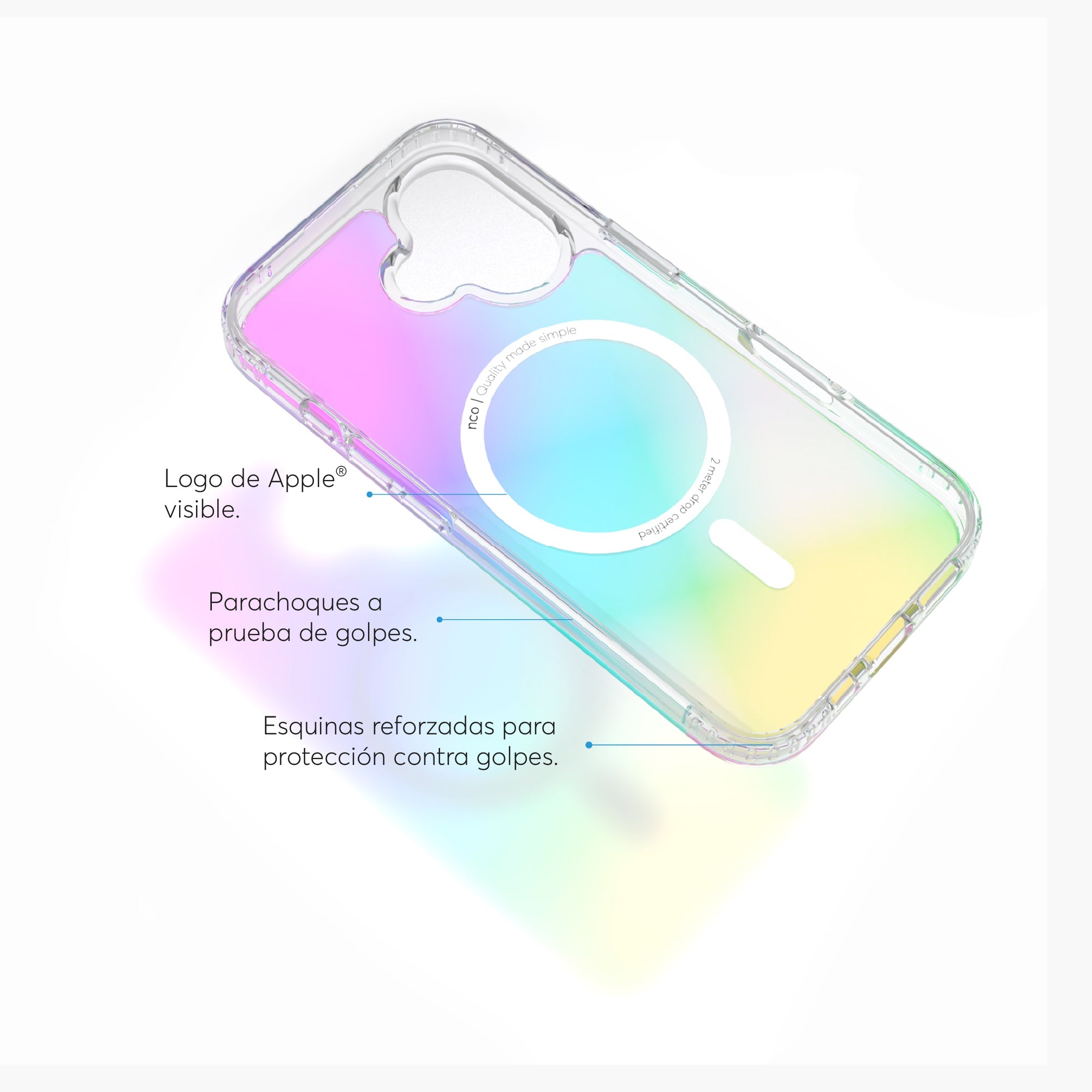 SafeCase Clear Rainbow Compatible con MagSafe For iPhone 16 Series