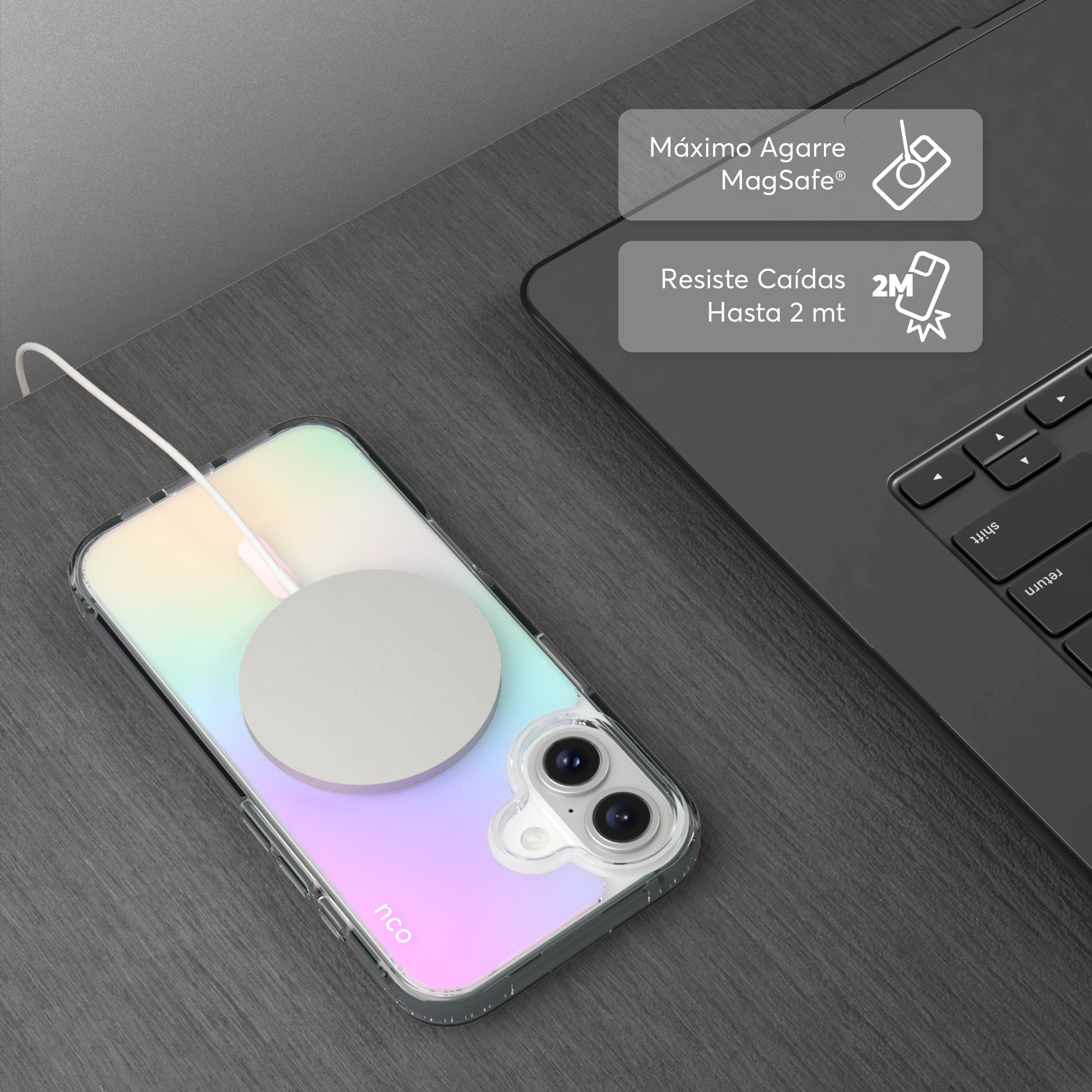 SafeCase Clear Rainbow Compatible con MagSafe For iPhone 16 Series