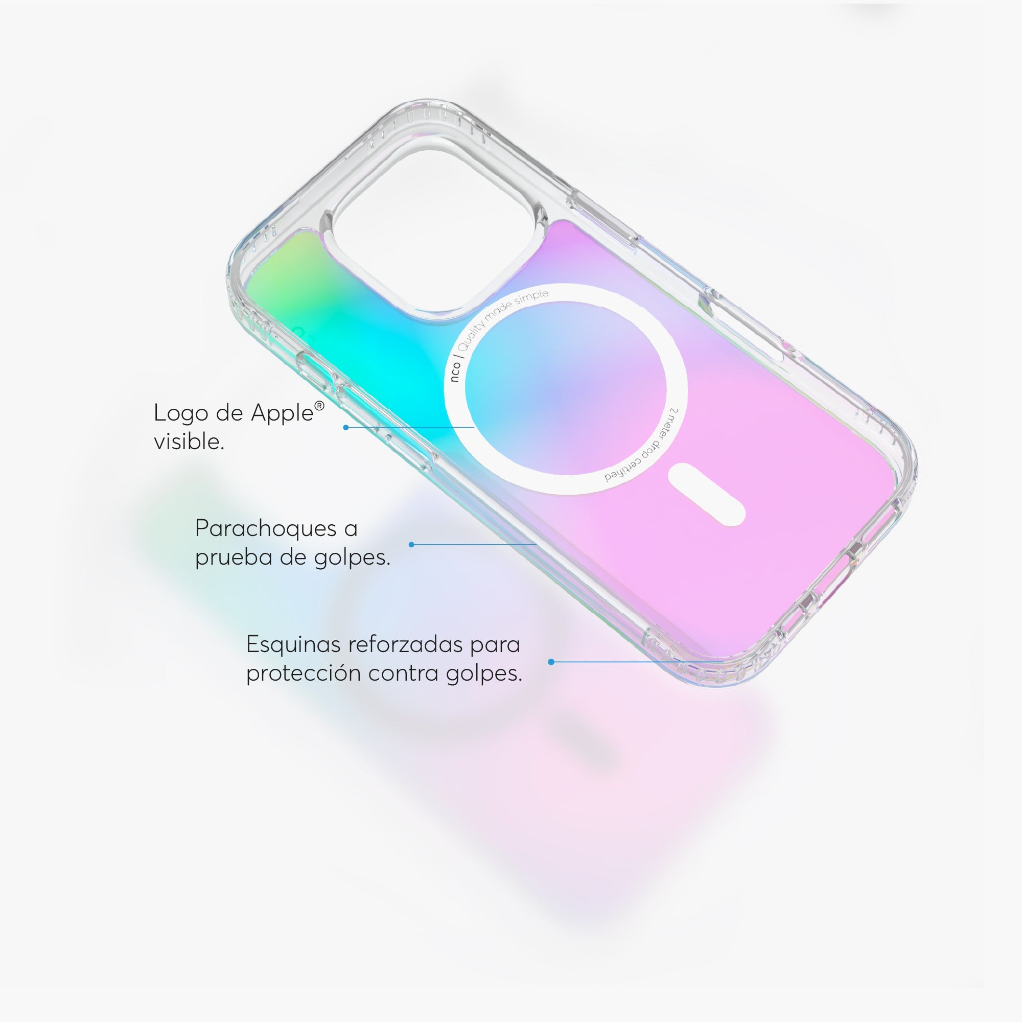 SafeCase Clear Rainbow Compatible con MagSafe For iPhone 16 Series