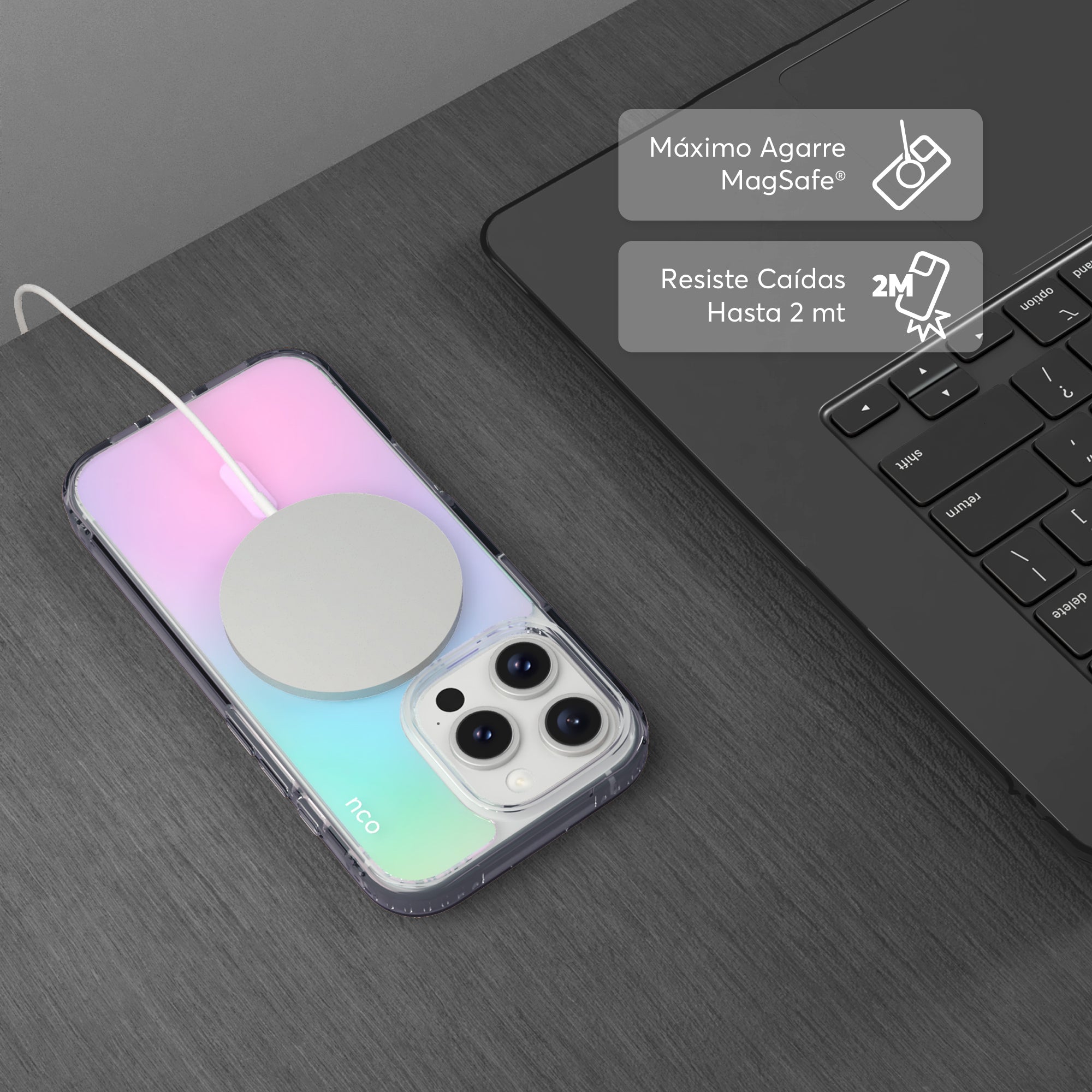 SafeCase Clear Rainbow Compatible con MagSafe For iPhone 16 Series