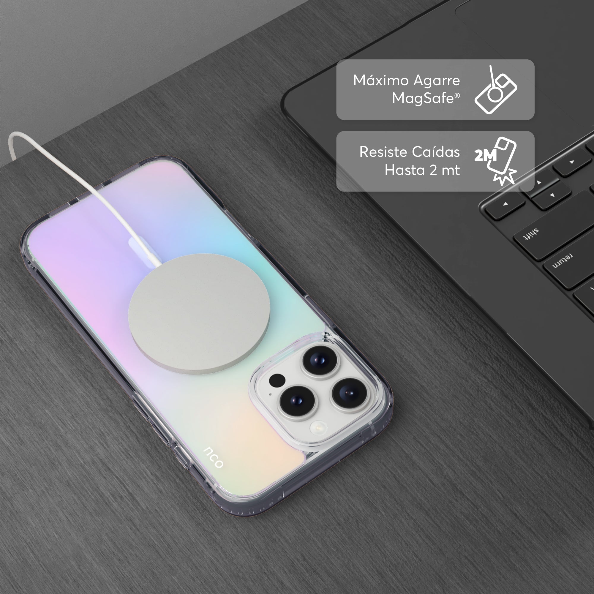 SafeCase Clear Rainbow Compatible con MagSafe For iPhone 16 Series