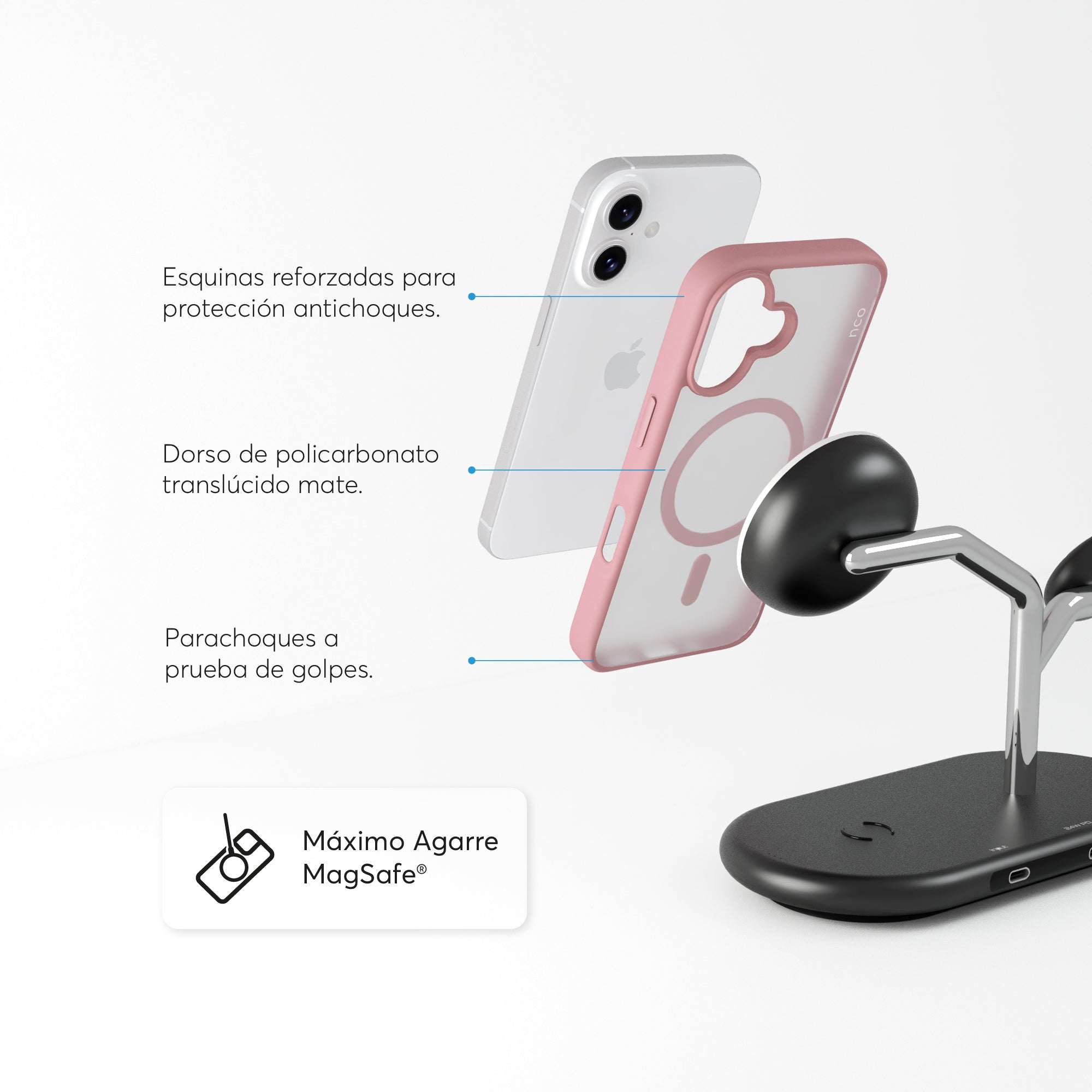 SafeCase Lite Rosa Compatible con MagSafe para iPhone 16 Series