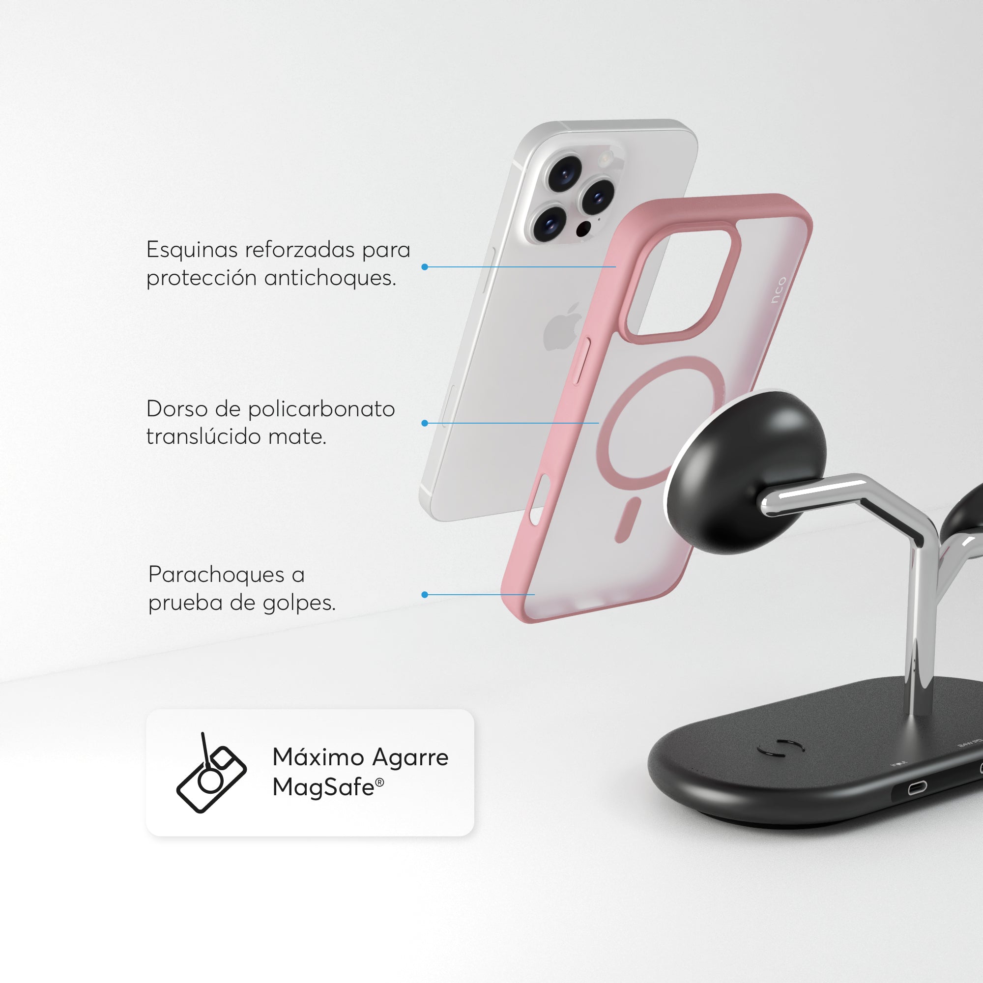 SafeCase Lite Rosa Compatible con MagSafe para iPhone 16 Series